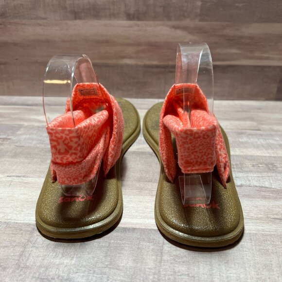 Sanuk Womens Yoga Sling 2 Sandals Coral Leopard Print Comfort Sole - Picture 6 of 7